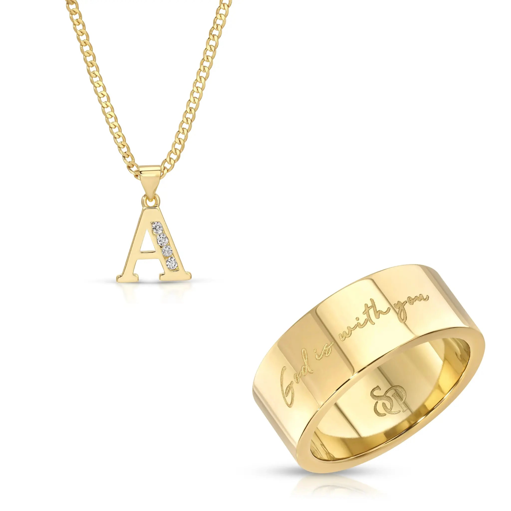 For You Necklace and God is with you Ring Set Simone Prince